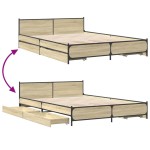 vidaXL Cadru de pat cu sertare stejar sonoma 120x200 cm lemn prelucrat vidaXL Cadru de pat cu sertare stejar sonoma 120x200 cm lemn prelucrat