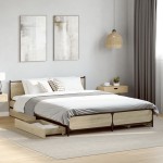 vidaXL Cadru de pat cu sertare stejar sonoma 135x190 cm lemn prelucrat vidaXL Cadru de pat cu sertare stejar sonoma 135x190 cm lemn prelucrat