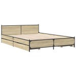 vidaXL Cadru de pat cu sertare stejar sonoma 135x190 cm lemn prelucrat vidaXL Cadru de pat cu sertare stejar sonoma 135x190 cm lemn prelucrat
