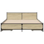 vidaXL Cadru de pat cu sertare stejar sonoma 135x190 cm lemn prelucrat vidaXL Cadru de pat cu sertare stejar sonoma 135x190 cm lemn prelucrat