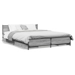 vidaXL Cadru de pat cu sertare, gri sonoma, 135x190 cm, lemn prelucrat vidaXL Cadru de pat cu sertare, gri sonoma, 135x190 cm, lemn prelucrat