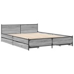 vidaXL Cadru de pat cu sertare, gri sonoma, 135x190 cm, lemn prelucrat vidaXL Cadru de pat cu sertare, gri sonoma, 135x190 cm, lemn prelucrat