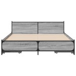 vidaXL Cadru de pat cu sertare, gri sonoma, 135x190 cm, lemn prelucrat vidaXL Cadru de pat cu sertare, gri sonoma, 135x190 cm, lemn prelucrat