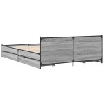 vidaXL Cadru de pat cu sertare, gri sonoma, 135x190 cm, lemn prelucrat vidaXL Cadru de pat cu sertare, gri sonoma, 135x190 cm, lemn prelucrat