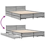 vidaXL Cadru de pat cu sertare, gri sonoma, 135x190 cm, lemn prelucrat vidaXL Cadru de pat cu sertare, gri sonoma, 135x190 cm, lemn prelucrat