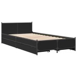 vidaXL Cadru de pat cu sertare, negru, 90x190 cm, lemn prelucrat