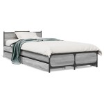 vidaXL Cadru de pat cu sertare gri sonoma 100x200 cm lemn prelucrat