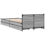 vidaXL Cadru de pat cu sertare gri sonoma 100x200 cm lemn prelucrat