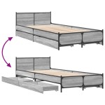 vidaXL Cadru de pat cu sertare gri sonoma 100x200 cm lemn prelucrat