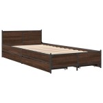 vidaXL Cadru de pat cu sertare, stejar maro, 100x200 cm lemn prelucrat