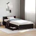 vidaXL Cadru de pat cu sertare, negru, 90x200 cm, lemn prelucrat vidaXL Cadru de pat cu sertare, negru, 90x200 cm, lemn prelucrat