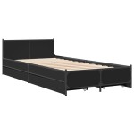 vidaXL Cadru de pat cu sertare, negru, 90x200 cm, lemn prelucrat vidaXL Cadru de pat cu sertare, negru, 90x200 cm, lemn prelucrat