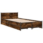 vidaXL Cadru de pat cu sertare stejar fumuriu 75x190 cm lemn prelucrat
