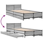 vidaXL Cadru de pat cu sertare gri sonoma 75x190 cm lemn prelucrat