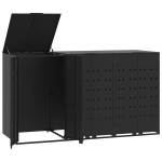 vidaXL Depozitare coș gunoi cu roți 3 coșuri negru 207x79x117 cm oțel vidaXL Depozitare coș gunoi cu roți 3 coșuri negru 207x79x117 cm oțel