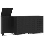 vidaXL Depozitare coș gunoi cu roți 4 coșuri negru 276x79x117 cm oțel vidaXL Depozitare coș gunoi cu roți 4 coșuri negru 276x79x117 cm oțel
