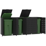 vidaXL Depozitare coș gunoi cu roți 4 coșuri negru 276x79x117 cm oțel vidaXL Depozitare coș gunoi cu roți 4 coșuri negru 276x79x117 cm oțel