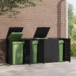 vidaXL Depozitare coș gunoi cu roți 4 coșuri negru 276x79x117 cm oțel vidaXL Depozitare coș gunoi cu roți 4 coșuri negru 276x79x117 cm oțel