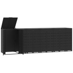 vidaXL Depozitare coș gunoi cu roți 5 coșuri negru 345x79x117 cm oțel vidaXL Depozitare coș gunoi cu roți 5 coșuri negru 345x79x117 cm oțel