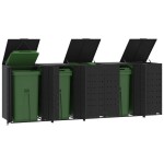vidaXL Depozitare coș gunoi cu roți 5 coșuri negru 345x79x117 cm oțel vidaXL Depozitare coș gunoi cu roți 5 coșuri negru 345x79x117 cm oțel