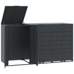 vidaXL Depozitare coș gunoi roți 3 coșuri antracit 207x79x117 cm oțel vidaXL Depozitare coș gunoi roți 3 coșuri antracit 207x79x117 cm oțel
