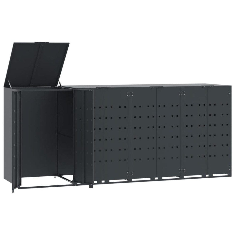 vidaXL Depozitare coș gunoi roți 4 coșuri antracit 276x79x117 cm oțel