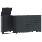vidaXL Depozitare coș gunoi roți 4 coșuri antracit 276x79x117 cm oțel vidaXL Depozitare coș gunoi roți 4 coșuri antracit 276x79x117 cm oțel