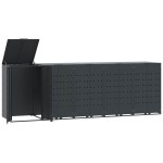vidaXL Depozitare coș gunoi roți 5 coșuri antracit 345x79x117 cm oțel vidaXL Depozitare coș gunoi roți 5 coșuri antracit 345x79x117 cm oțel