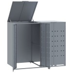 vidaXL Depozitare coș gunoi cu roți 2 coșuri gri 138x79x117 cm oțel vidaXL Depozitare coș gunoi cu roți 2 coșuri gri 138x79x117 cm oțel