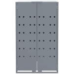 vidaXL Depozitare coș gunoi cu roți 4 coșuri gri 276x79x117 cm oțel vidaXL Depozitare coș gunoi cu roți 4 coșuri gri 276x79x117 cm oțel