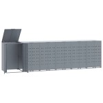 vidaXL Depozitare coș gunoi cu roți 6 coșuri gri 414x79x117 cm oțel vidaXL Depozitare coș gunoi cu roți 6 coșuri gri 414x79x117 cm oțel
