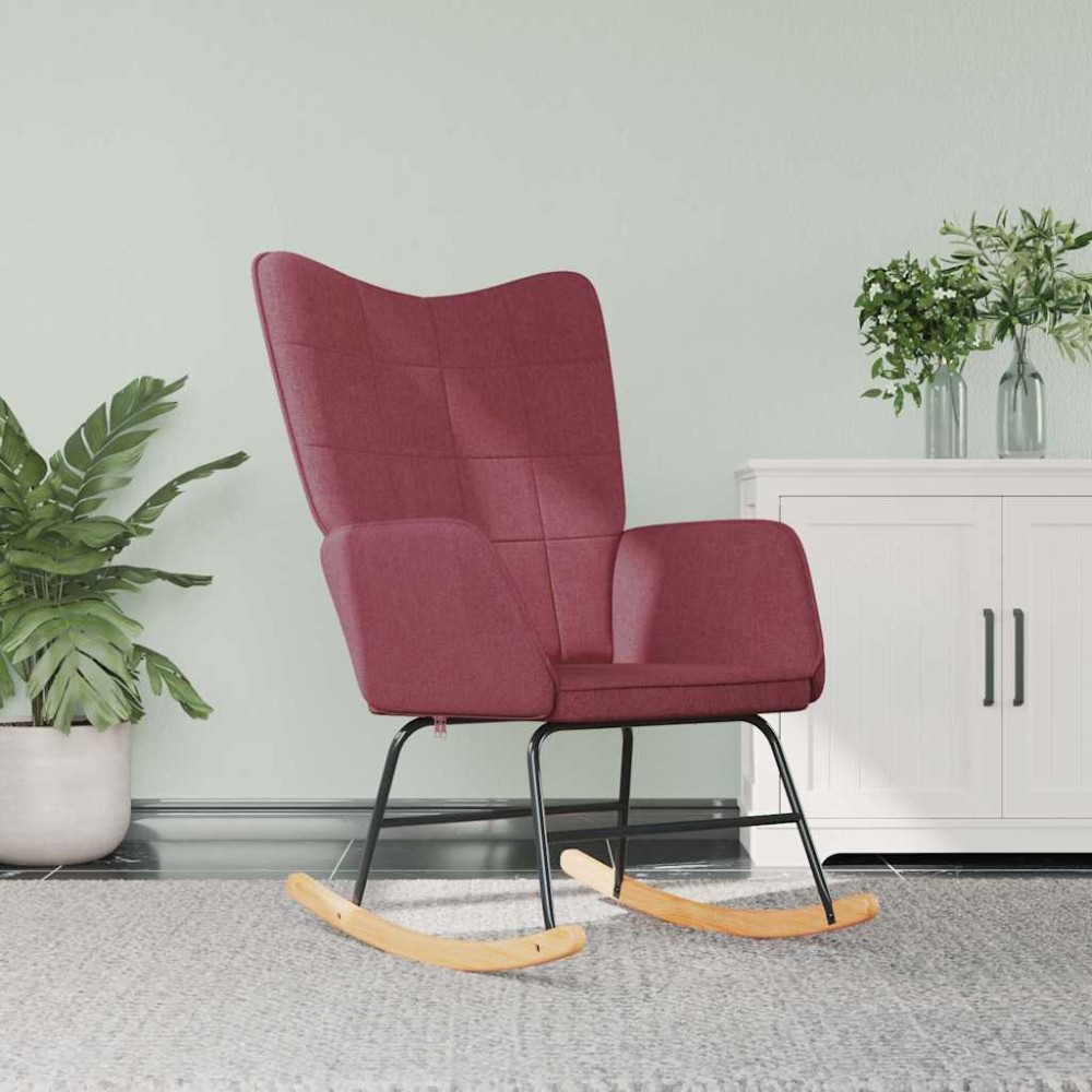 vidaXL Scaun balansoar, roșu vin, material textil