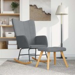 vidaXL Scaun balansoar cu taburet, gri deschis, textil vidaXL Scaun balansoar cu taburet, gri deschis, textil