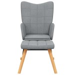 vidaXL Scaun balansoar cu taburet, gri deschis, textil vidaXL Scaun balansoar cu taburet, gri deschis, textil