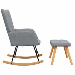 vidaXL Scaun balansoar cu taburet, gri deschis, textil vidaXL Scaun balansoar cu taburet, gri deschis, textil