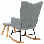 vidaXL Scaun balansoar cu taburet, gri deschis, textil vidaXL Scaun balansoar cu taburet, gri deschis, textil