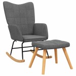 vidaXL Scaun balansoar cu taburet, gri închis, textil vidaXL Scaun balansoar cu taburet, gri închis, textil
