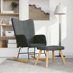 vidaXL Scaun balansoar cu taburet, gri închis, textil vidaXL Scaun balansoar cu taburet, gri închis, textil