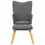 vidaXL Scaun balansoar cu taburet, gri închis, textil vidaXL Scaun balansoar cu taburet, gri închis, textil
