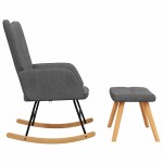 vidaXL Scaun balansoar cu taburet, gri închis, textil vidaXL Scaun balansoar cu taburet, gri închis, textil