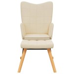 vidaXL Scaun balansoar cu taburet, crem, textil vidaXL Scaun balansoar cu taburet, crem, textil