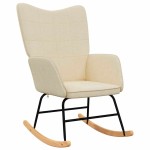 vidaXL Scaun balansoar cu taburet, crem, textil vidaXL Scaun balansoar cu taburet, crem, textil