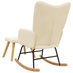 vidaXL Scaun balansoar cu taburet, crem, textil vidaXL Scaun balansoar cu taburet, crem, textil