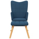 vidaXL Scaun balansoar cu taburet, albastru, textil vidaXL Scaun balansoar cu taburet, albastru, textil
