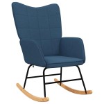 vidaXL Scaun balansoar cu taburet, albastru, textil vidaXL Scaun balansoar cu taburet, albastru, textil