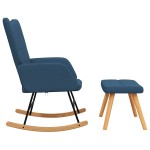 vidaXL Scaun balansoar cu taburet, albastru, textil vidaXL Scaun balansoar cu taburet, albastru, textil