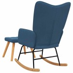 vidaXL Scaun balansoar cu taburet, albastru, textil vidaXL Scaun balansoar cu taburet, albastru, textil