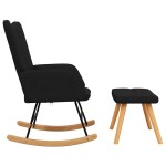 vidaXL Scaun balansoar cu taburet, negru, textil