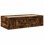vidaXL Pat de zi cu sertare fără saltea, stejar fumuriu, 100x200 cm
