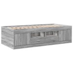 vidaXL Pat de zi cu sertare fără saltea, gri sonoma, 100x200 cm